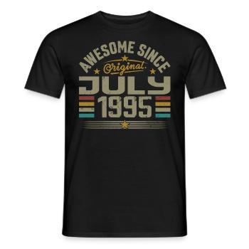 Baujahr Juli 1995 | Geschenk Juli 1995 - Männer T-Shirt - Schwarz - Vorne - AI Model Male 178 light (178cm)
