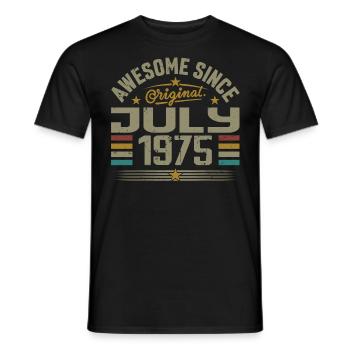 Built in July 1975 | Gift July 1975 - Men's T-Shirt - black - Front - AI Model Male 178 light (178cm)