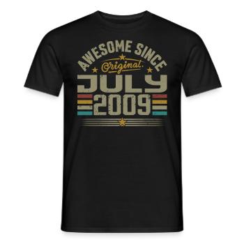 Built in July 2009 | Gift July 2009 - Men's T-Shirt - black - Front - AI Model Male 178 light (178cm)