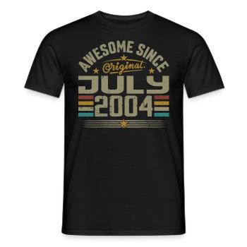 Construit en Juillet 2004 | Cadeau Juillet 2004 - T-shirt homme - noir - Devant - AI Model Male 178 light (178cm)