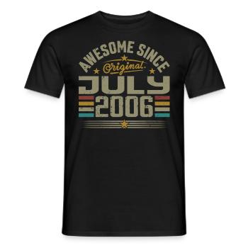 Baujahr Juli 2006 | Geschenk Juli 2006 - Männer T-Shirt - Schwarz - Vorne - AI Model Male 178 light (178cm)