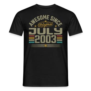 Baujahr Juli 2003 | Geschenk Juli 2003 - Männer T-Shirt - Schwarz - Vorne - AI Model Male 178 light (178cm)