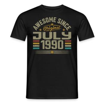 Baujahr Juli 1990 | Geschenk Juli 1990 - Männer T-Shirt - Schwarz - Vorne - AI Model Male 178 light (178cm)
