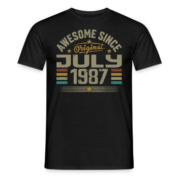 Baujahr Juli 1987 | Geschenk Juli 1987 - Männer T-Shirt - Schwarz - Vorne - AI Model Male 178 light (178cm)