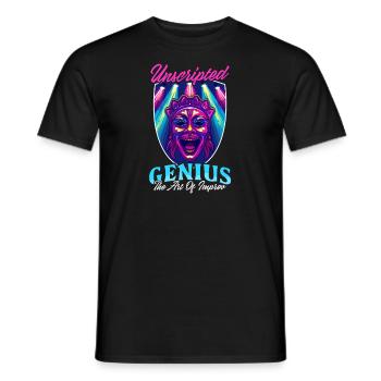 Improvisation Theatre Unscripted Genius : L’art de l’impro - T-shirt homme - noir - Devant - AI Model Male 178 light (178cm)