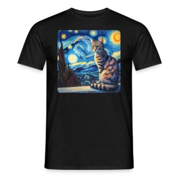 Art de la peinture de chat, Propriétaire de chat - T-shirt homme - noir - Devant - AI Model Male 178 light (178cm)