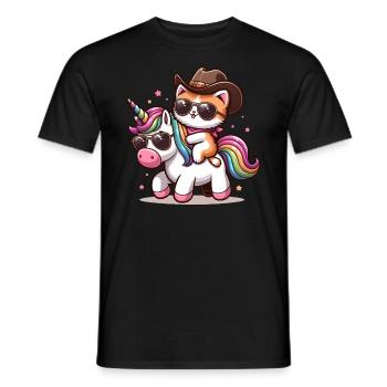 Licorne Et Chat, Propriétaire De Chat, Amoureux Des Chats - T-shirt homme - noir - Devant - AI Model Male 178 light (178cm)