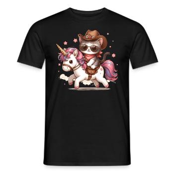 Licorne Et Chat, Propriétaire De Chat, Amoureux Des Chats - T-shirt homme - noir - Devant - AI Model Male 178 light (178cm)