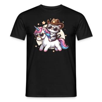Licorne Et Chat, Propriétaire De Chat, Amoureux Des Chats - T-shirt homme - noir - Devant - AI Model Male 178 light (178cm)