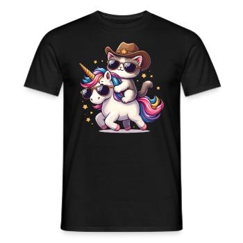 Licorne Et Chat, Propriétaire De Chat, Amoureux Des Chats - T-shirt homme - noir - Devant - AI Model Male 178 light (178cm)