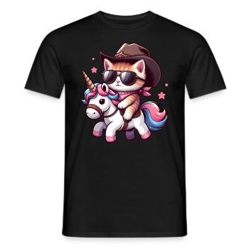 Licorne Et Chat, Propriétaire De Chat, Amoureux Des Chats - T-shirt homme - noir - Devant - AI Model Male 178 light (178cm)