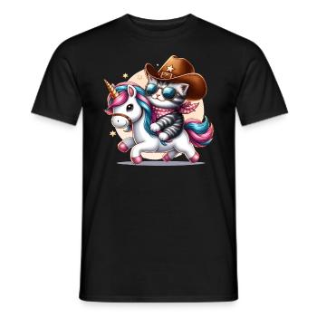Licorne Et Chat, Propriétaire De Chat, Amoureux Des Chats - T-shirt homme - noir - Devant - AI Model Male 178 light (178cm)