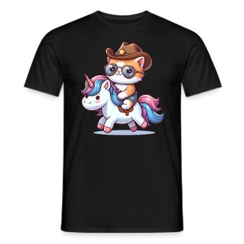 Licorne Et Chat, Propriétaire De Chat, Amoureux Des Chats - T-shirt homme - noir - Devant - AI Model Male 178 light (178cm)