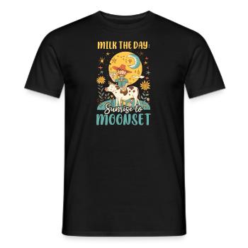 Dairy Farmer Milk the Day: Sunrise to Mooonset - Men's T-Shirt - black - Front - AI Model Male 178 light (178cm)