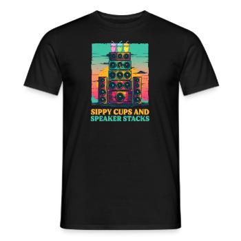 EDM Rave Mom Sippy Cups and Speaker Stacks - Men's T-Shirt - black - Front - AI Model Male 178 light (178cm)
