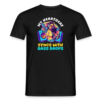 EDM Rave Mom My Heartbeat Syncs with Bass Drops - Men's T-Shirt - black - Front - AI Model Male 178 light (178cm)