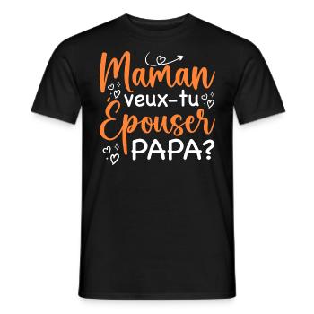 Mommy Do You Want To Marry Daddy - Proposal - Men's T-Shirt - black - Front - AI Model Male 178 light (178cm)