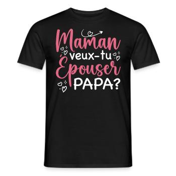 Mommy Do You Want To Marry Daddy - Proposal - Men's T-Shirt - black - Front - AI Model Male 178 light (178cm)