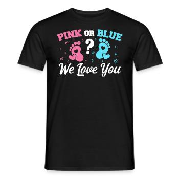 Pink oder Blau Wir lieben dich - Gender Reveal - Männer T-Shirt - Schwarz - Vorne - AI Model Male 178 light (178cm)