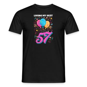 57th Birthday Living My Best 57 - Men's T-Shirt - black - Front - AI Model Male 178 light (178cm)
