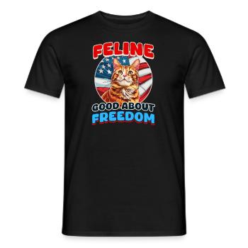 4. Juli Katze Katze Gut Über Freiheit - Männer T-Shirt - Schwarz - Vorne - AI Model Male 178 light (178cm)
