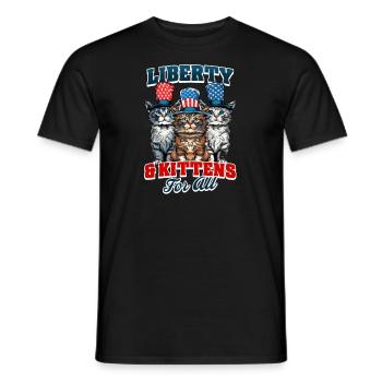 4. Juli Cat Liberty & Kätzchen für alle - Männer T-Shirt - Schwarz - Vorne - AI Model Male 178 light (178cm)