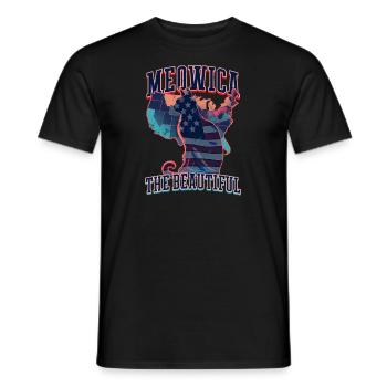 4. Juli Katze Meowica die Schöne - Männer T-Shirt - Schwarz - Vorne - AI Model Male 178 light (178cm)