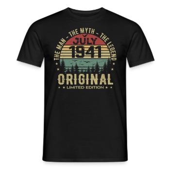 July 1941 Birthday Gift Born in July - Men's T-Shirt - black - Front - AI Model Male 178 light (178cm)