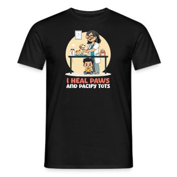 Maman vétérinaire Je guéris les pattes et apaise les tout-petits - T-shirt homme - noir - Devant - AI Model Male 178 light (178cm)