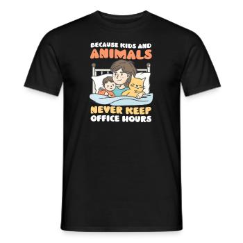 Les animaux vétérinaires maman enfants ne gardent jamais les heures de bureau - T-shirt homme - noir - Devant - AI Model Male 178 light (178cm)