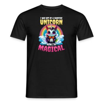 Halloween Unicorn Bit By Vampire Unicorn Magical - Men's T-Shirt - black - Front - AI Model Male 178 light (178cm)