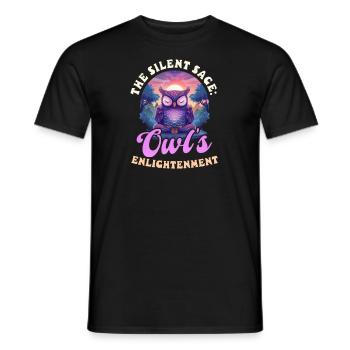 Hibou spirituel Le sage silencieux : L’illumination du hibou - T-shirt homme - noir - Devant - AI Model Male 178 light (178cm)