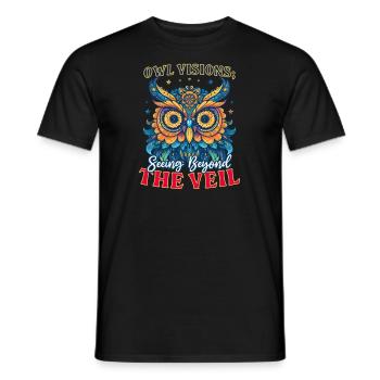 Visions spirituelles de hiboux : voir au-delà du voile - T-shirt homme - noir - Devant - AI Model Male 178 light (178cm)