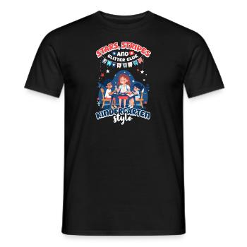 Kindergarten Teacher Stars Stripes Glitter Glue - Men's T-Shirt - black - Front - AI Model Male 178 light (178cm)