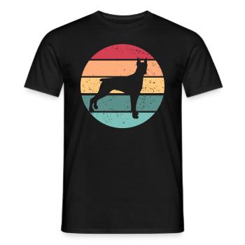 Dobermann Retro Sonnenuntergang Haustier Dobie Hau - Männer T-Shirt - Schwarz - Vorne - AI Model Male 178 light (178cm)