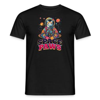 Chat astronaute pattes de l’espace - T-shirt homme - noir - Devant - AI Model Male 178 light (178cm)