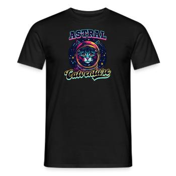 Cat Astronaut Astral Catventure - Men's T-Shirt - black - Front - AI Model Male 178 light (178cm)