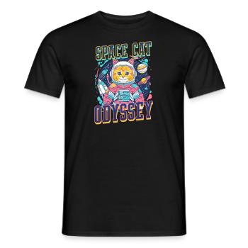 Cat Astronaut Space Cat Odyssey - Men's T-Shirt - black - Front - AI Model Male 178 light (178cm)