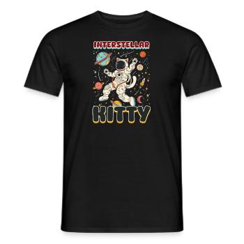Cat Astronaut Interstellar Kitty - Men's T-Shirt - black - Front - AI Model Male 178 light (178cm)
