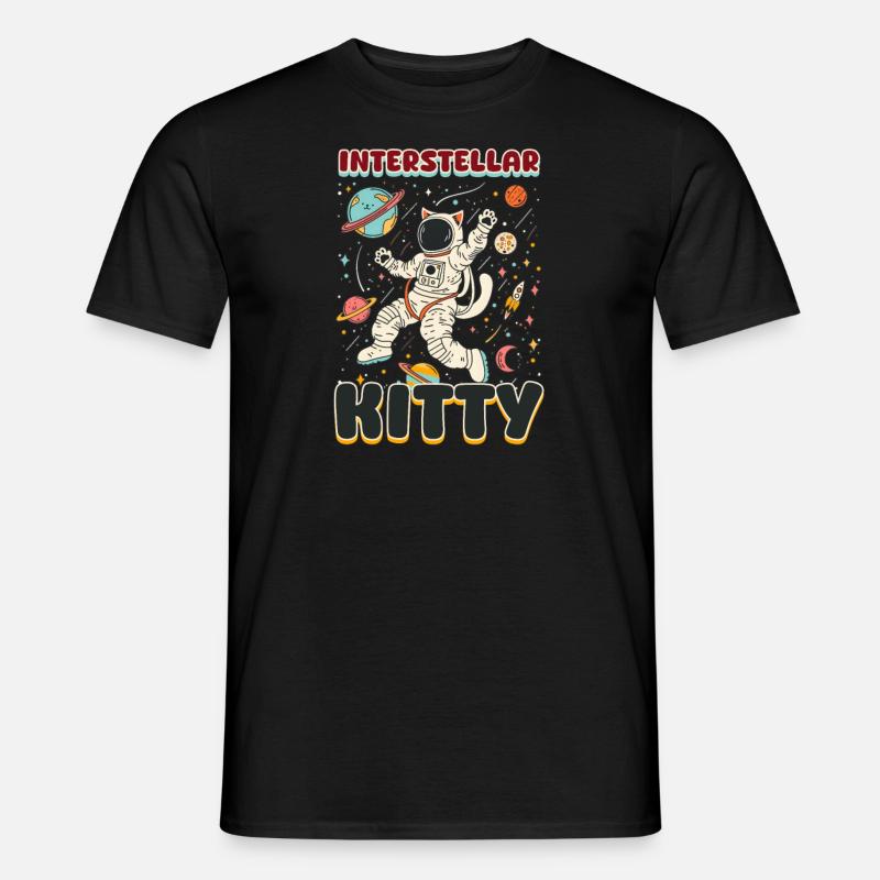 Katze Astronaut Interstellar Kitty - Männer T-Shirt - Schwarz