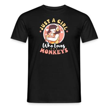 Monkey Lover Girl liebt Affen - Männer T-Shirt - Schwarz - Vorne - AI Model Male 178 light (178cm)