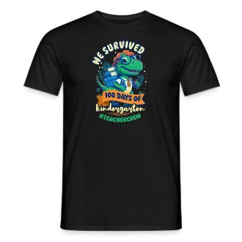 100 Days Of School Teacher Survived 100 Kindergart - Men's T-Shirt - black - Front - AI Model Male 178 light (178cm)