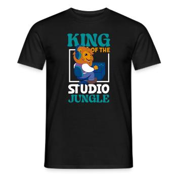 Lion à la table de mixage - ingénierie du son - T-shirt homme - noir - Devant - AI Model Male 178 light (178cm)