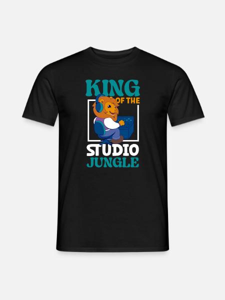 Löwe am Mischpult - Tontechnik - Männer T-Shirt - Schwarz