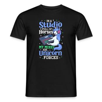 Unicorn Forces à la table de mixage - Ingénieur du son - T-shirt homme - noir - Devant - AI Model Male 178 light (178cm)