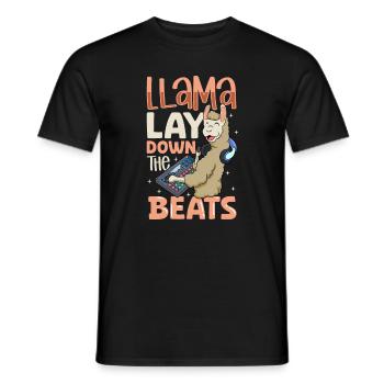 Lama à la table de mixage - Ingénieur du son - T-shirt homme - noir - Devant - AI Model Male 178 light (178cm)