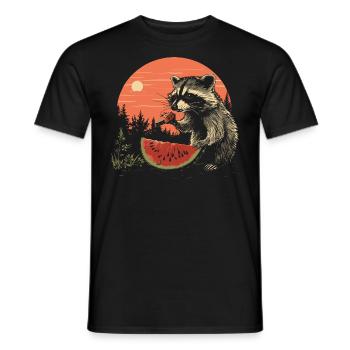 Cute Raccoon Raccoon Nature Baby Raccoon Forest - Men's T-Shirt - black - Front - AI Model Male 178 light (178cm)