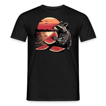 Cute Raccoon Raccoon Nature Baby Raccoon Forest - Men's T-Shirt - black - Front - AI Model Male 178 light (178cm)