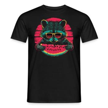 Cute Raccoon Raccoon Nature Baby Raccoon Forest - Men's T-Shirt - black - Front - AI Model Male 178 light (178cm)