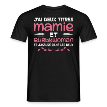 Zwei Granny Rugbywoman-Titel | Oma, Rugby - Männer T-Shirt - Schwarz - Vorne - AI Model Male 178 light (178cm)